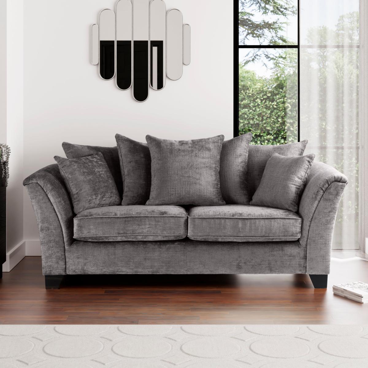 Giovanna Chenille 3 Seater Sofa Steeple Grey – image 1
