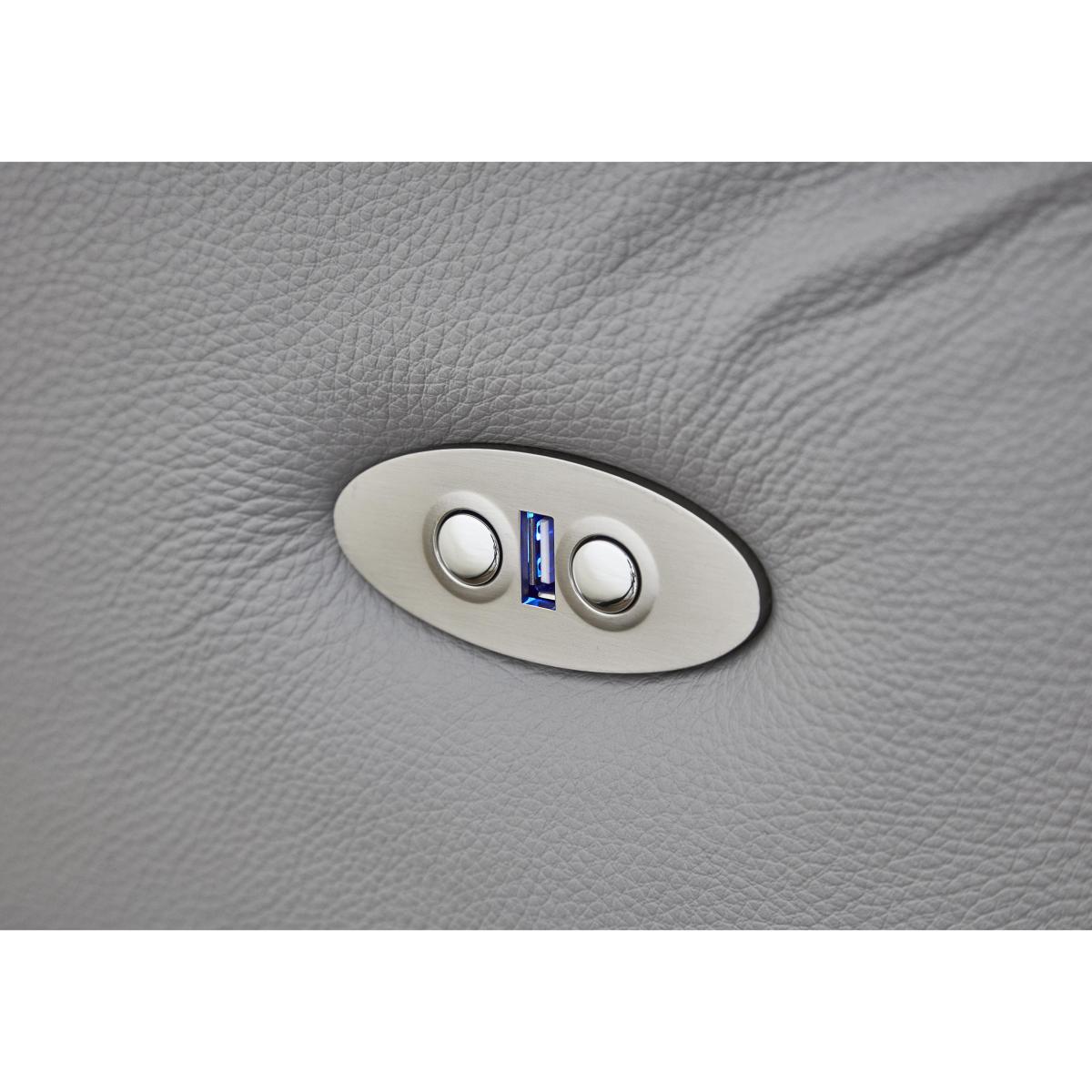 Ercol - Enna Large Leather Power Recliner Sofa - Grey – image 3