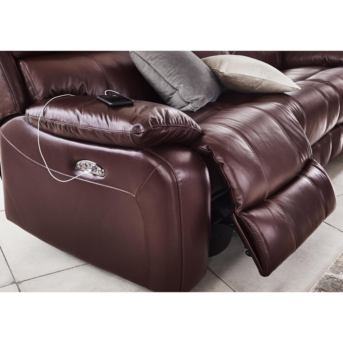 Moreno 3 Seater Leather Power Recliner Sofa with Power Headrests - Brown- World of Leather – image 6