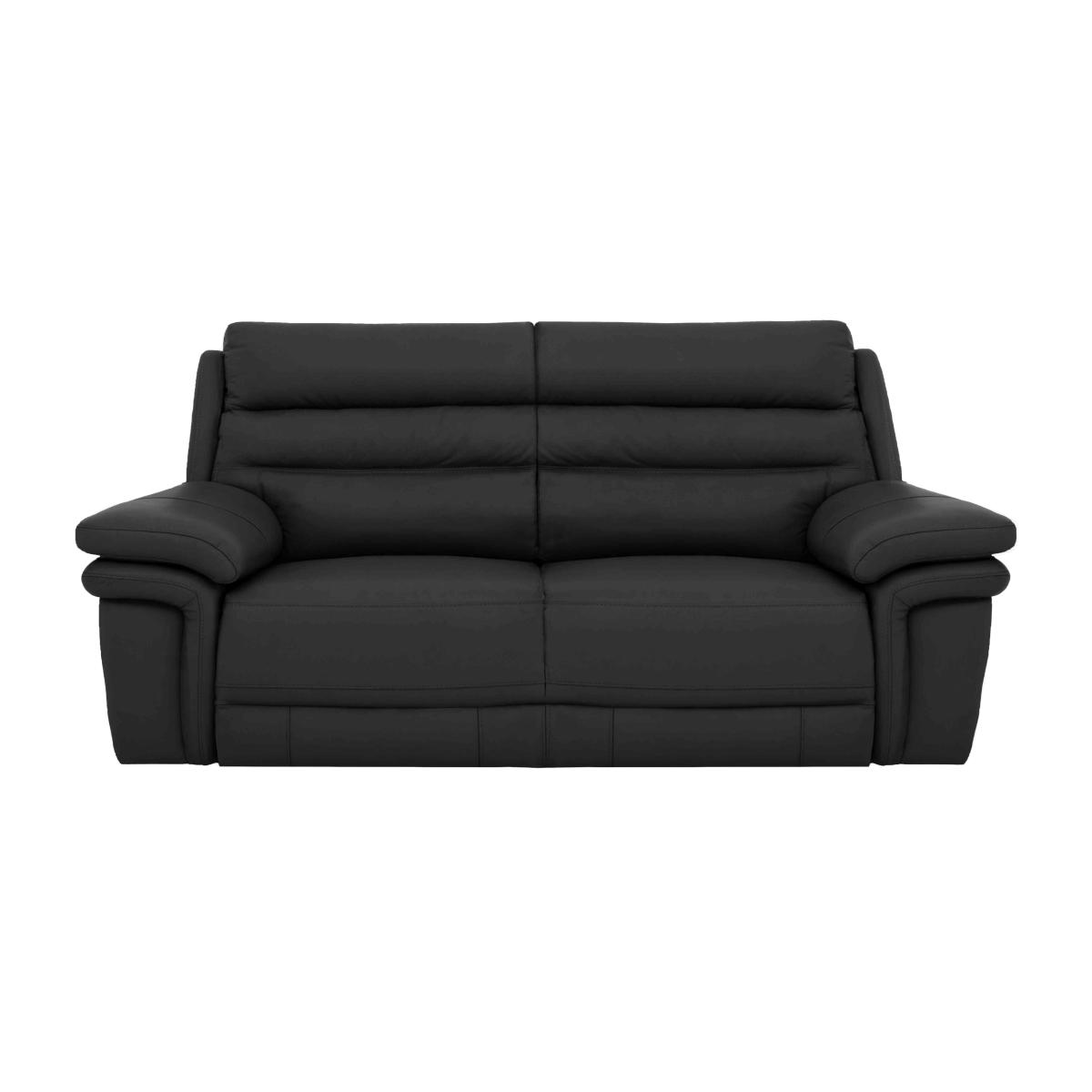 Berlin 3 Seater Leather Power Recliner Sofa - Black Mica