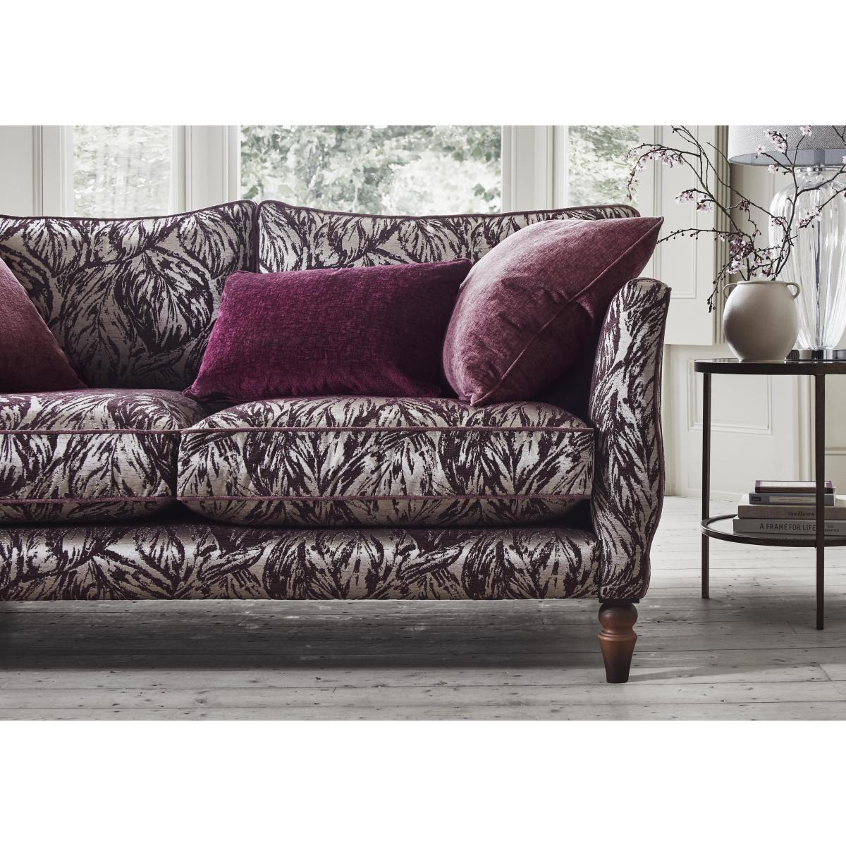 Boutique Chatterley 3 Seater Sofa - Canopy Mulberry with Walnut Legs – image 3