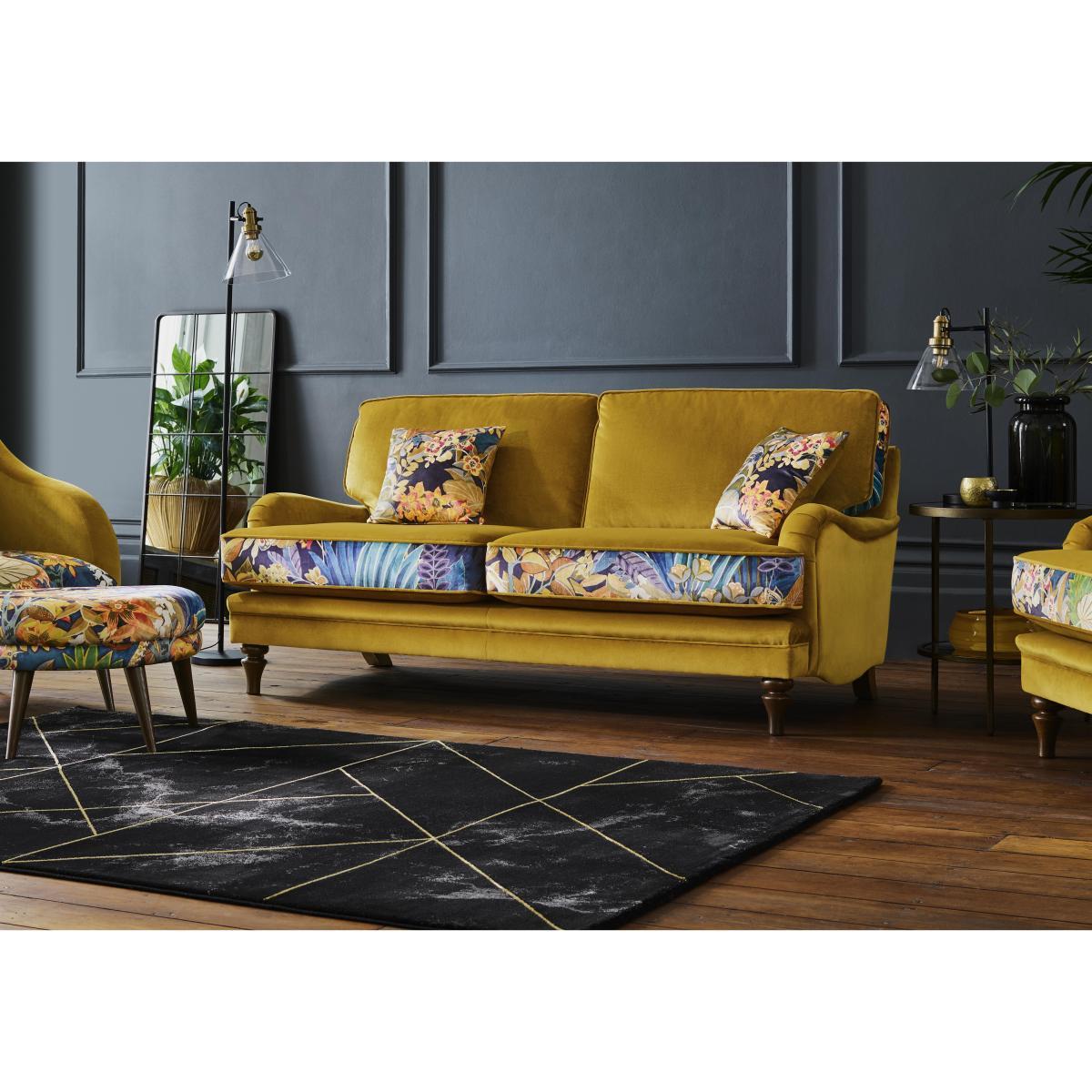 The Botanical Collection Tropicana 3 Seater Fabric Patterned Sofa - Grey – image 2