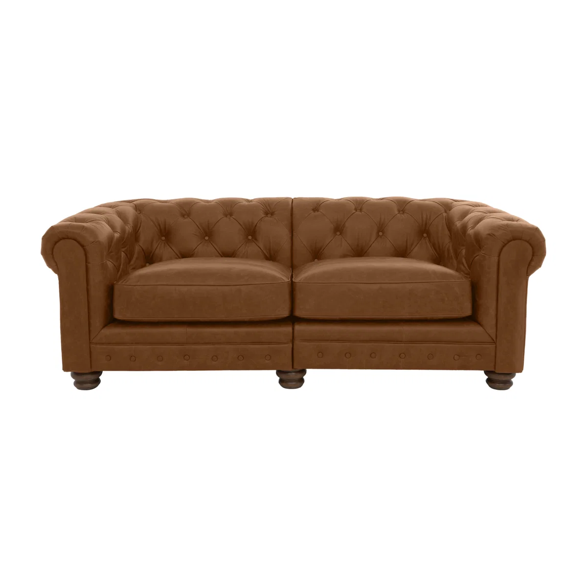 Alexander and James - Chesterfield Collection Hugo 3 Seater Split Frame Leather Sofa - Satchel Latte - Dark Feet