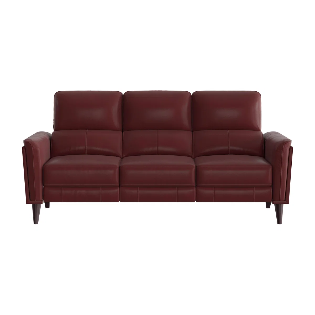 Compact Collection Klein 3 Seater BV Leather Power Recliner Sofa with Telescopic Headrests - BV Deep Red