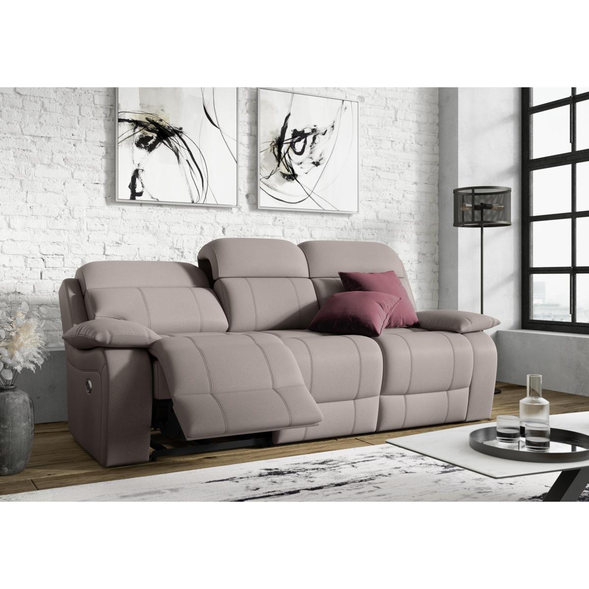 Moreno 3 Seater Fabric Power Recliner Sofa with Power Headrests - White – image 3
