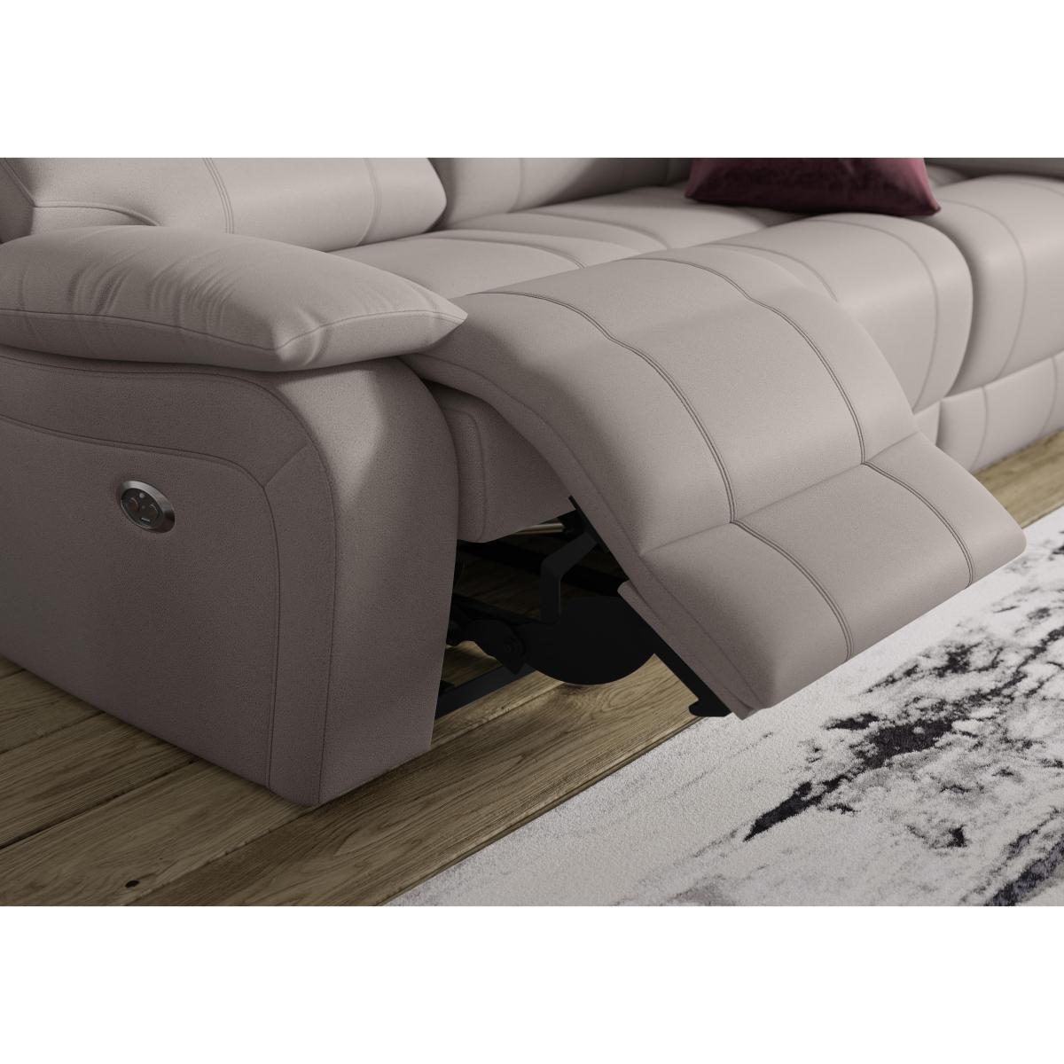 Moreno 3 Seater Fabric Power Recliner Sofa with Power Headrests - White – image 6