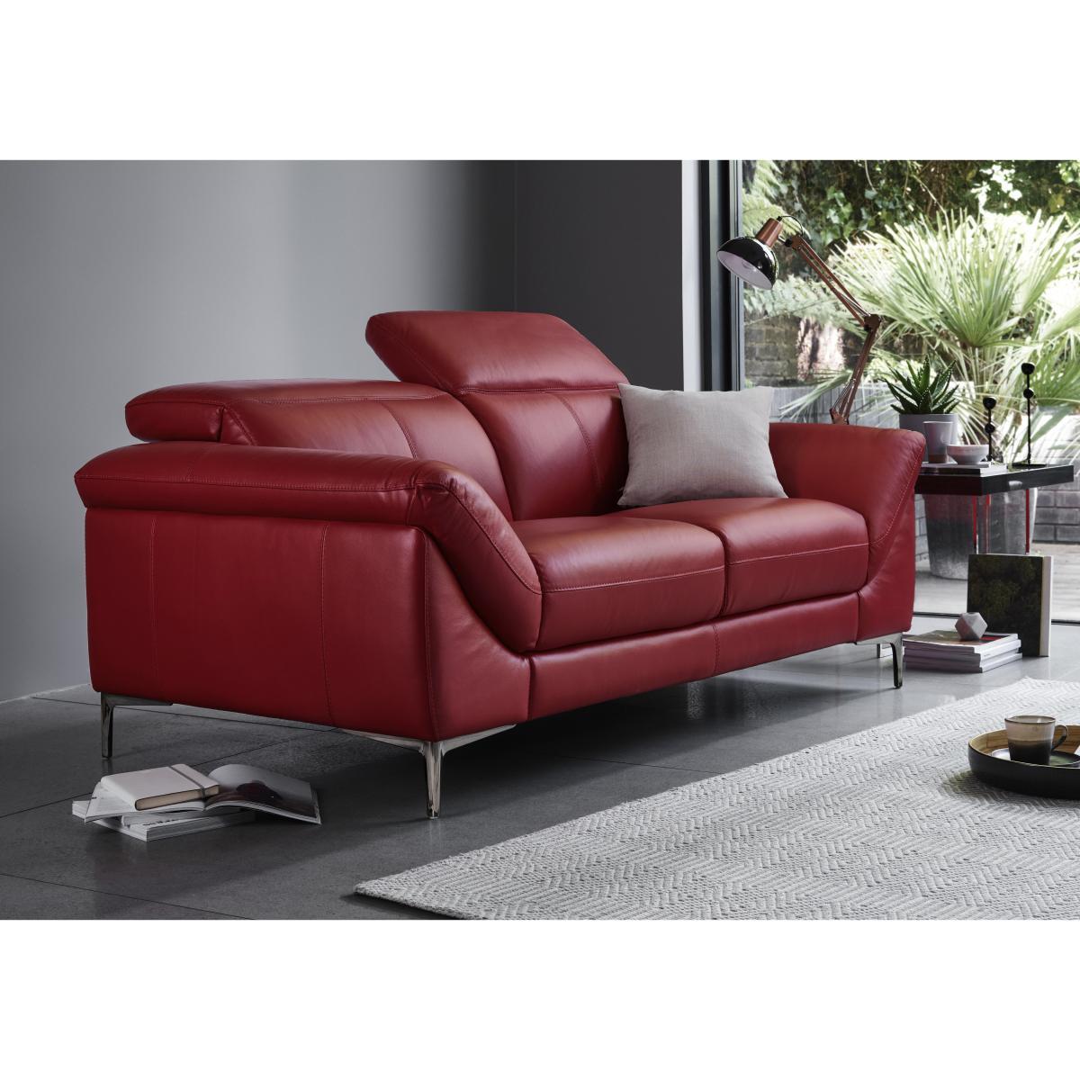 Galaxy 3 Seater Leather Sofa with Manual Headrests - Grey- World of Leather – image 2