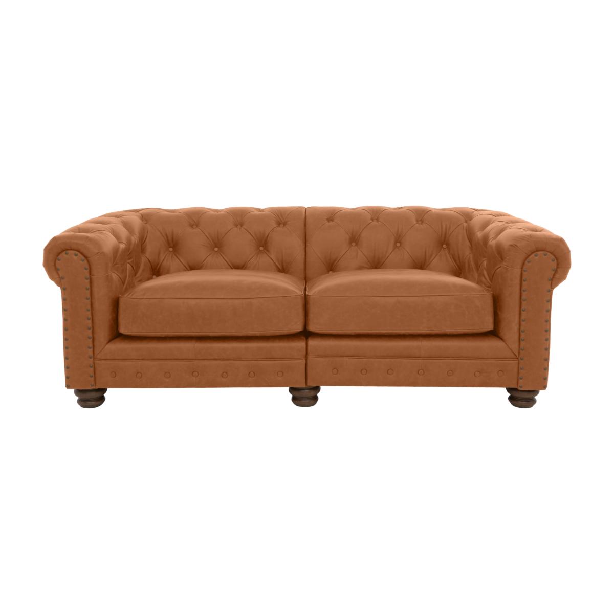Alexander and James - Chesterfield Collection Hugo 3 Seater Split Frame Leather Sofa - Original with Studs - Dark Feet