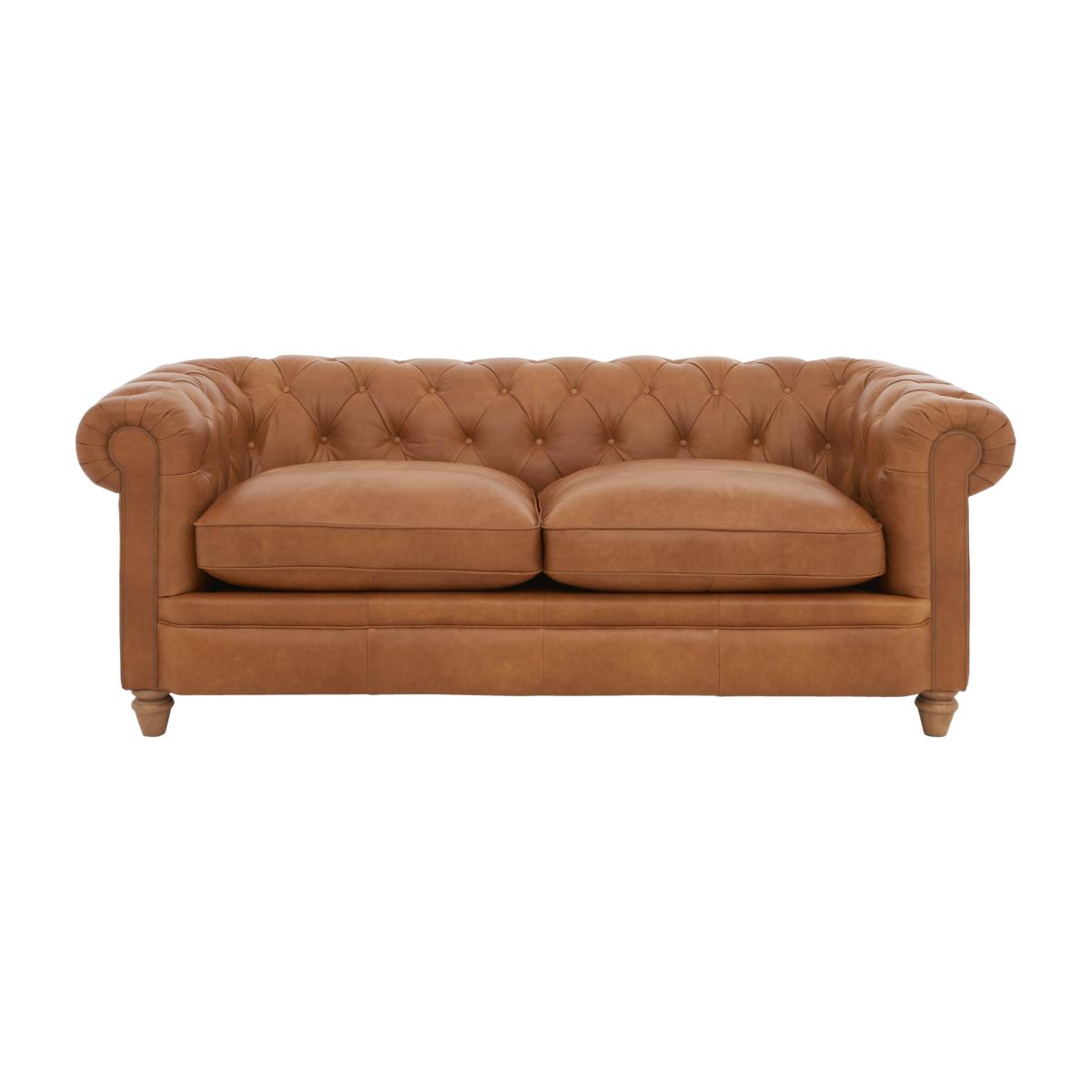 Alexander and James - Chesterfield Collection Ralph 3 Seater Leather Sofa - Original - Oak Feet