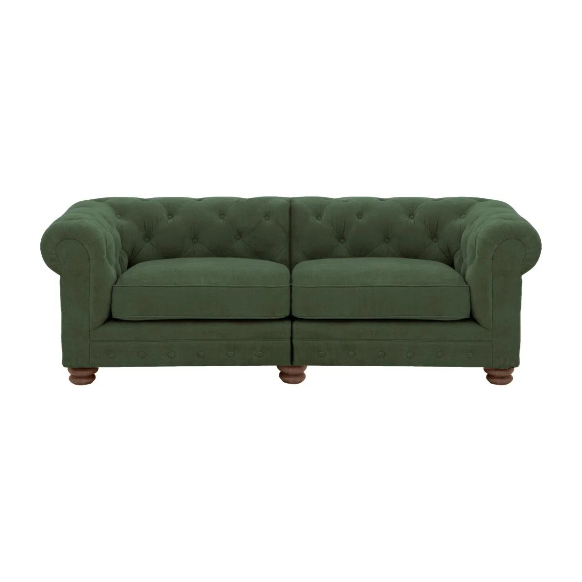 Alexander and James - Chesterfield Collection Hugo 3 Seater Split Frame Fabric Sofa - Highland Green - Dark Feet