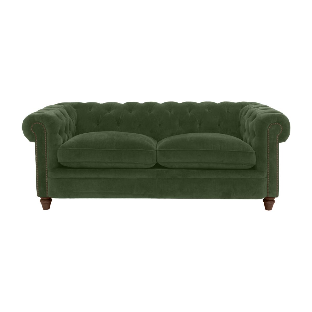 Alexander and James - Chesterfield Collection Ralph 3 Seater Fabric Sofa - Highland Green with Studs - Dark Feet