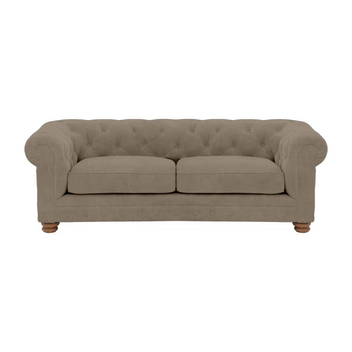 Alexander and James - Chesterfield Collection Hugo 3 Seater Fabric Sofa - Mouse - Oak Feet