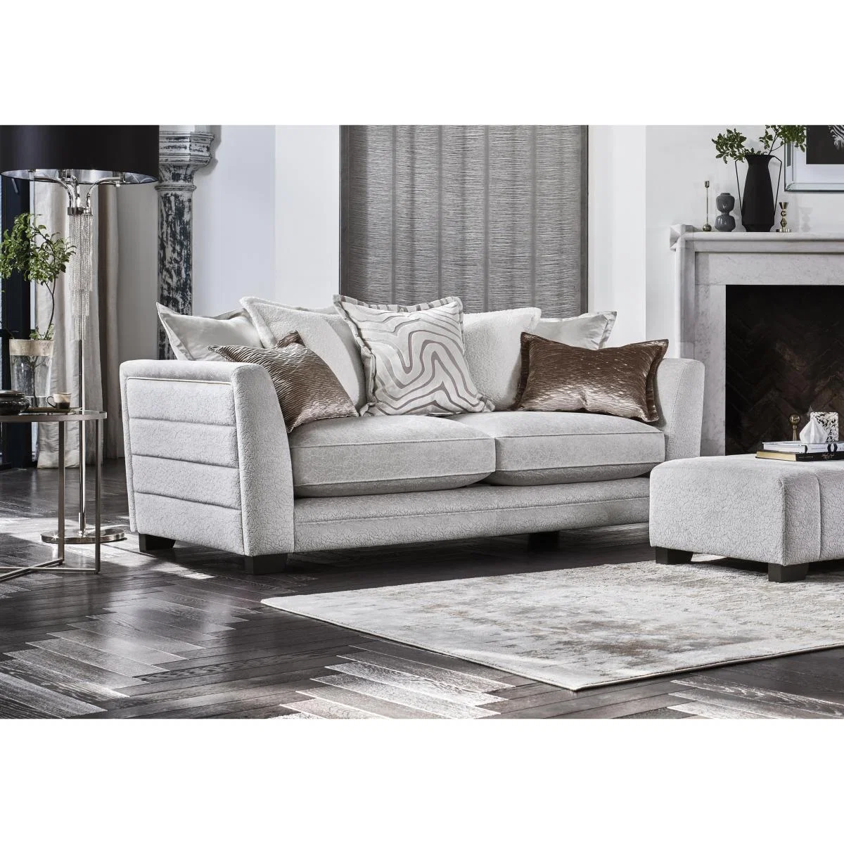 Boutique Lavish Fabric 3 Seater Scatter Back Sofa - Beige – image 2