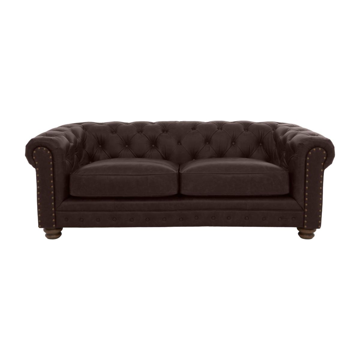 Alexander and James - Chesterfield Collection Hugo 3 Seater Leather Sofa - Cake with Studs - Dark Feet