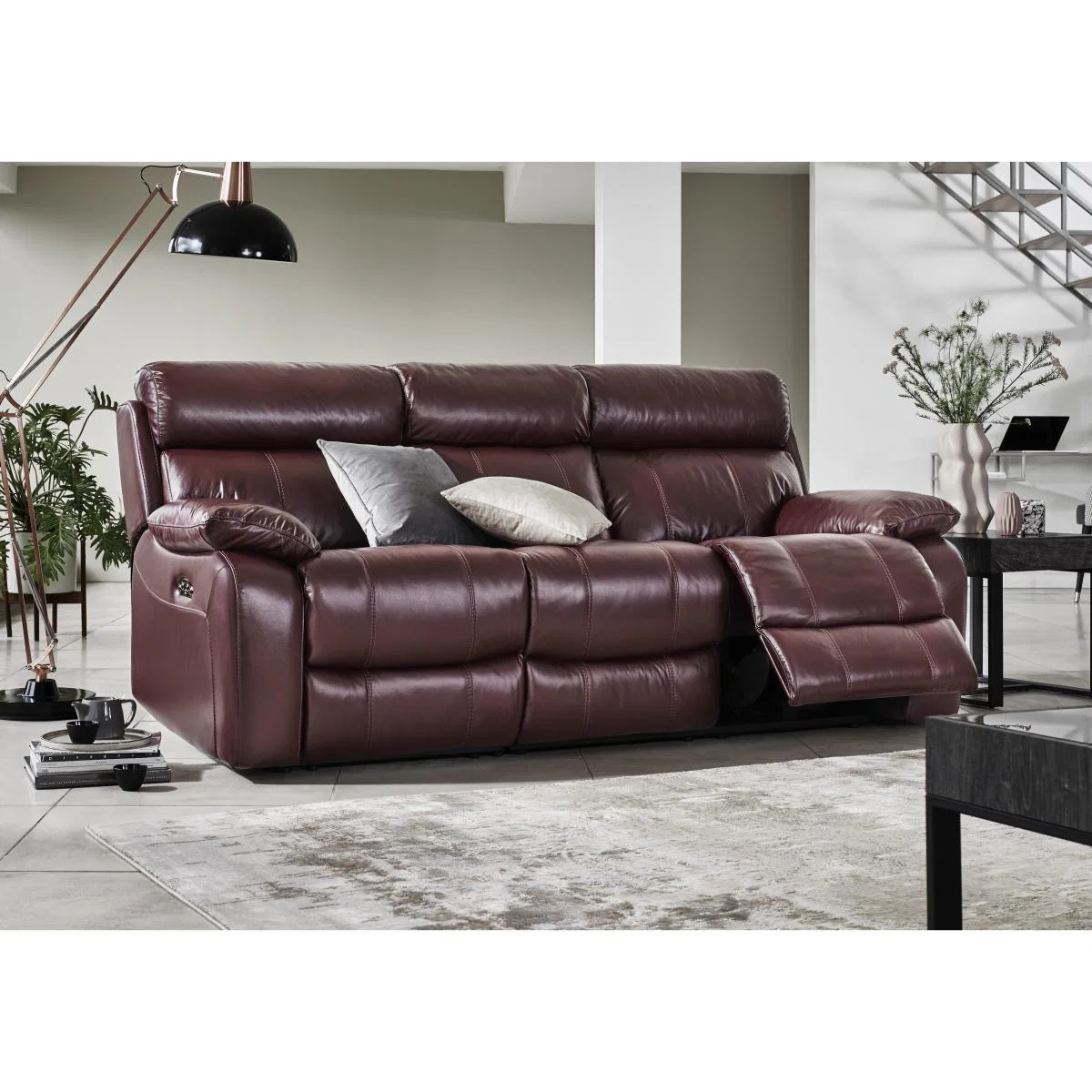 Moreno 3 Seater Leather Manual Recliner Sofa - Brown- World of Leather – image 2