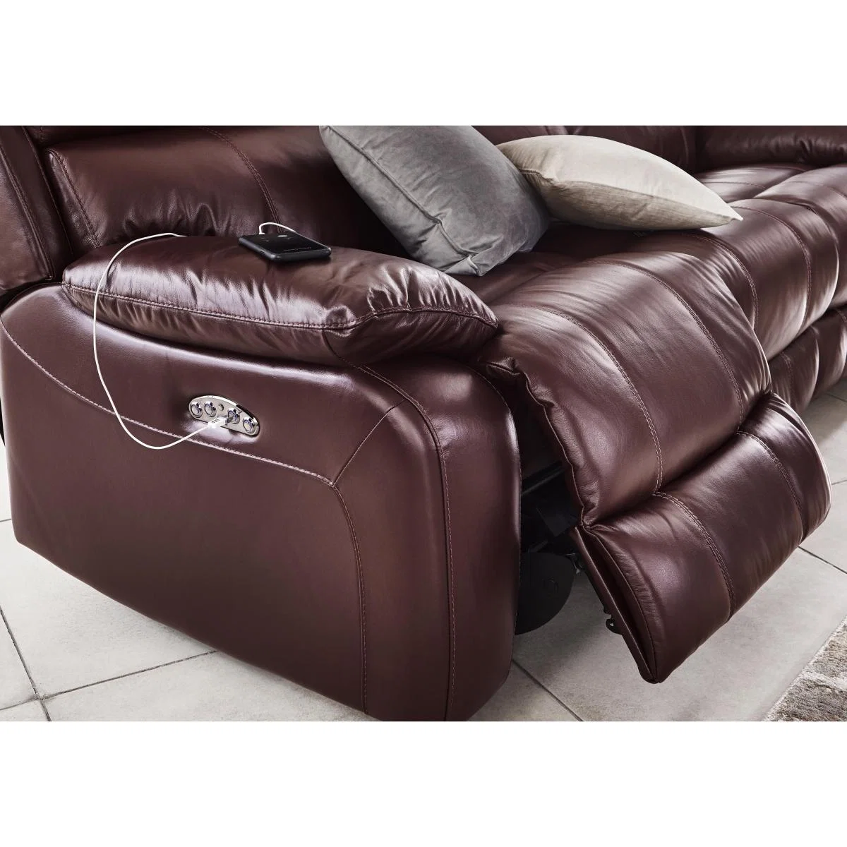 Moreno 3 Seater Leather Manual Recliner Sofa - Brown- World of Leather – image 4
