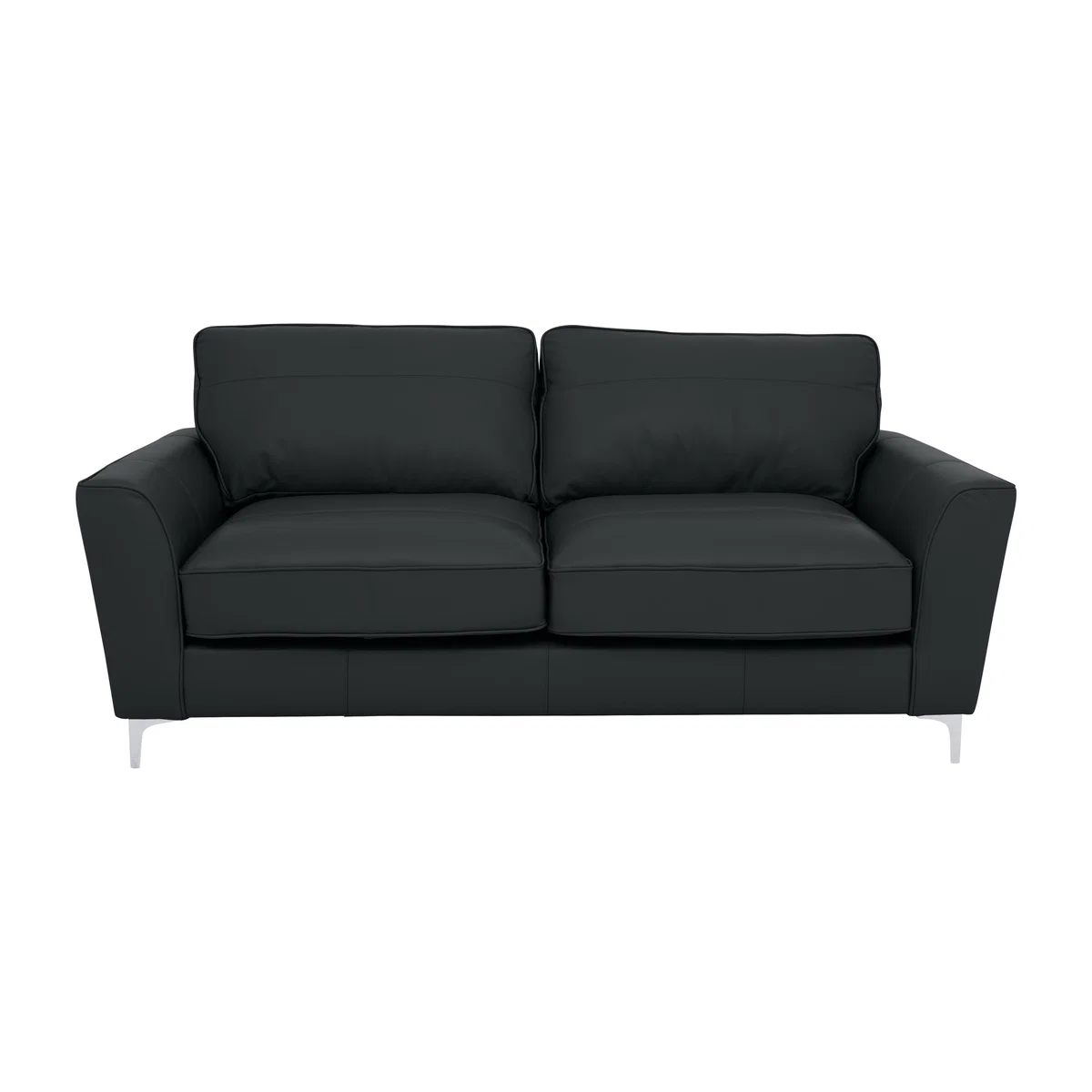 Legend Classic Back 3 Seater Leather Sofa with Chrome Feet - Verona Steel