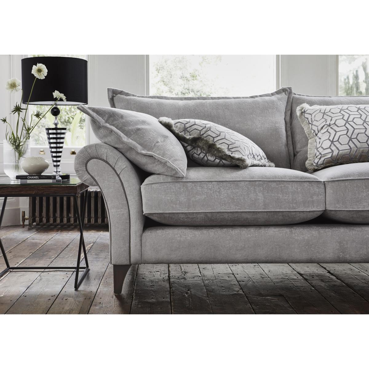Boutique Splendour Fabric 3 Seater Sofa - Meridian Silver with Antique Feet – image 3