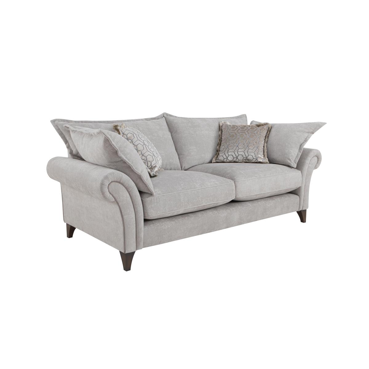 Boutique Splendour Fabric 3 Seater Sofa - Meridian Silver with Antique Feet – image 6