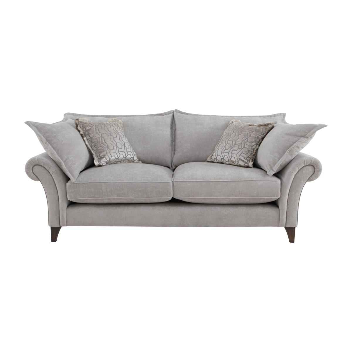 Boutique Splendour Fabric 3 Seater Sofa - Meridian Silver with Antique Feet – image 1