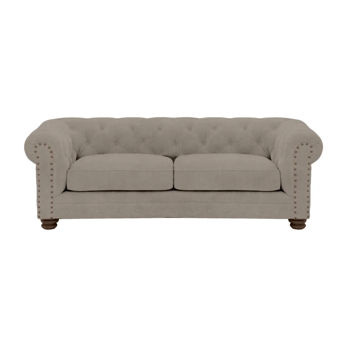 Alexander and James - Chesterfield Collection Hugo 3 Seater Fabric Sofa - Silver with Studs - Dark Feet