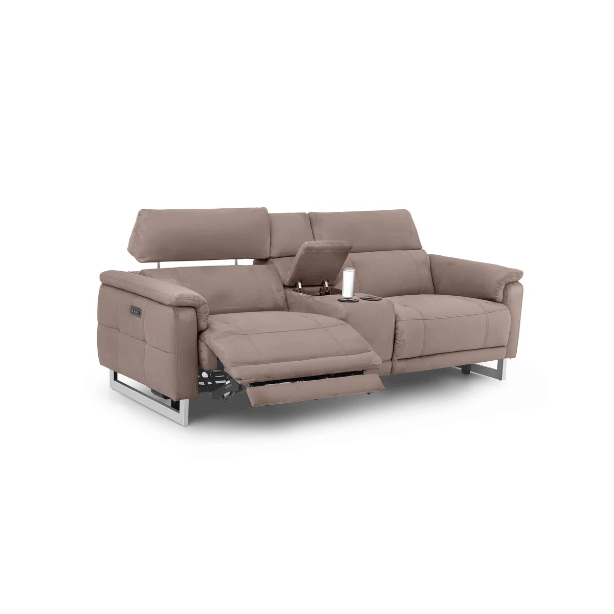 Moet 3 Seater Fabric Power Recliner Sofa with Telescopic Headrests and Smart Console - Heritage Saffron – image 11