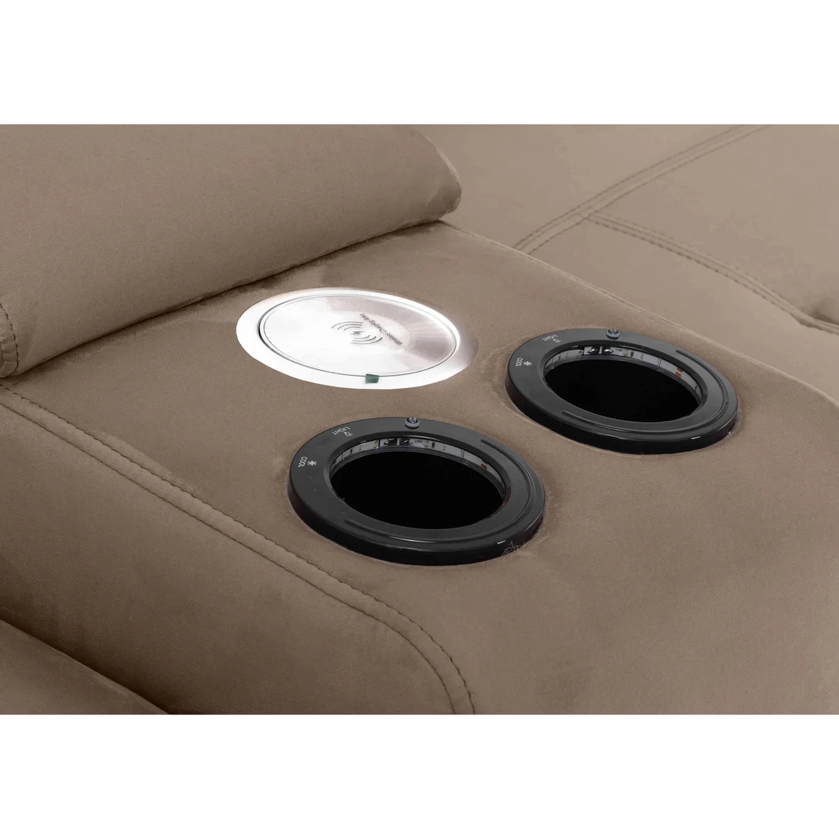 Moet 3 Seater Fabric Power Recliner Sofa with Telescopic Headrests and Smart Console - Heritage Saffron – image 6