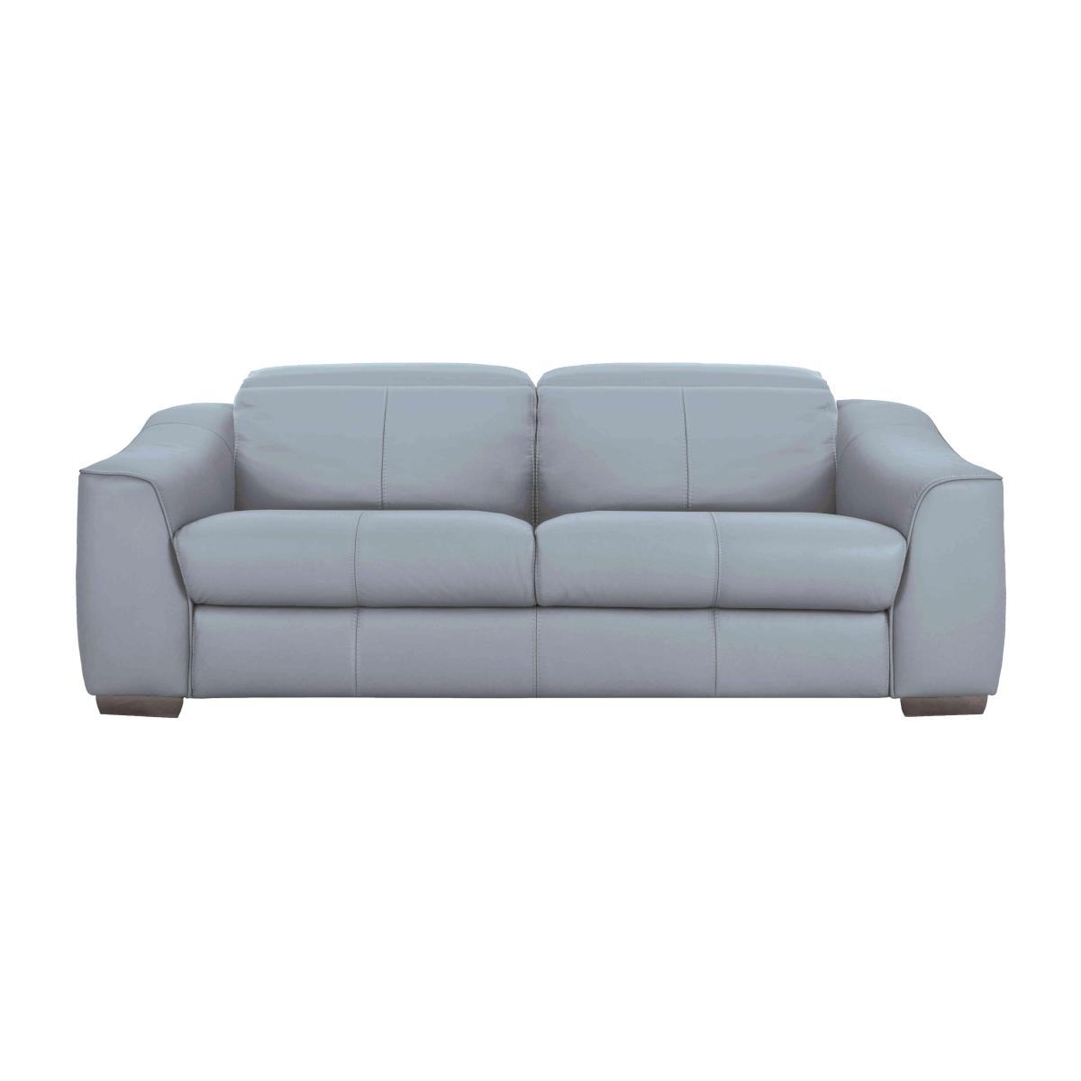 Xavier 3 Seater NC Leather Power Recliner Sofa with Headrests - Pearl Blue