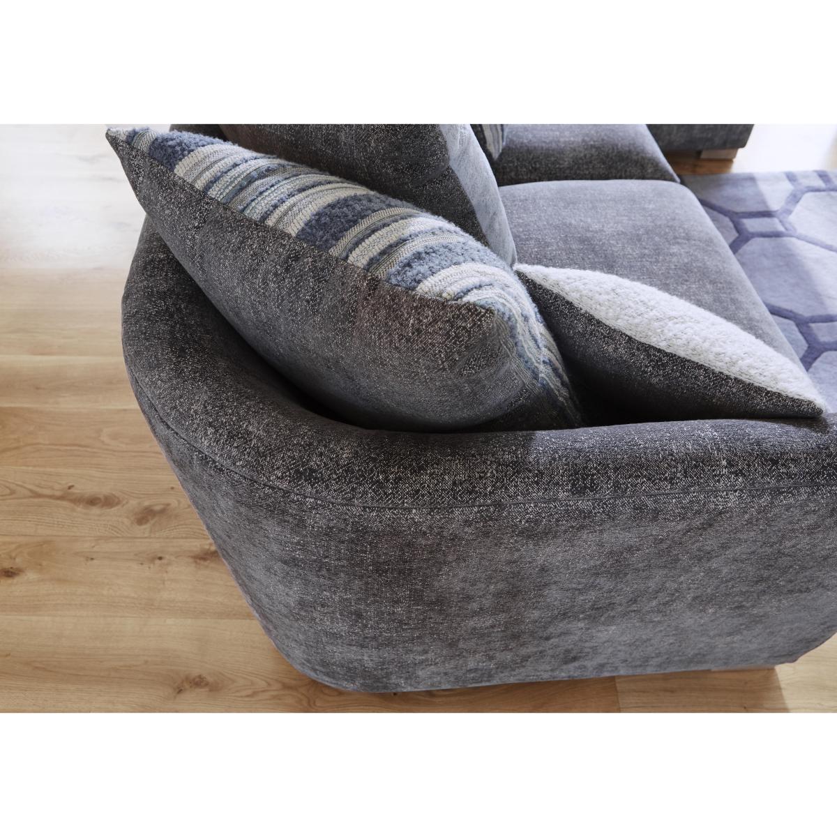 Nautical Small 3 Seater Scatter Back Chaise Sofa - Grey – image 5