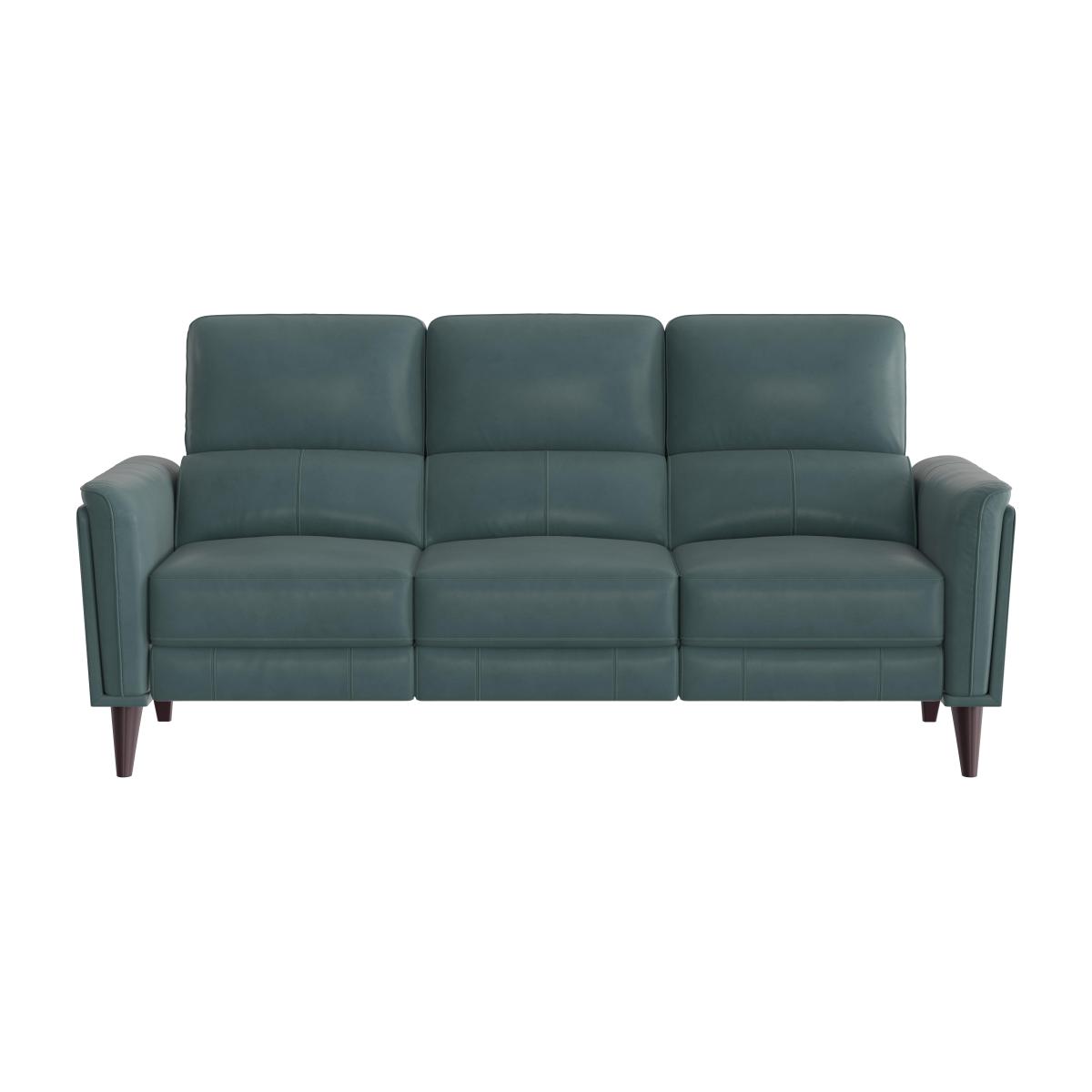 Compact Collection Klein 3 Seater BV Leather Power Recliner Sofa with Telescopic Headrests - BV Lake Green