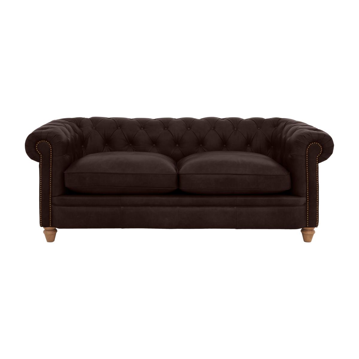 Alexander and James - Chesterfield Collection Ralph 3 Seater Leather Sofa - Cake with Studs - Oak Feet