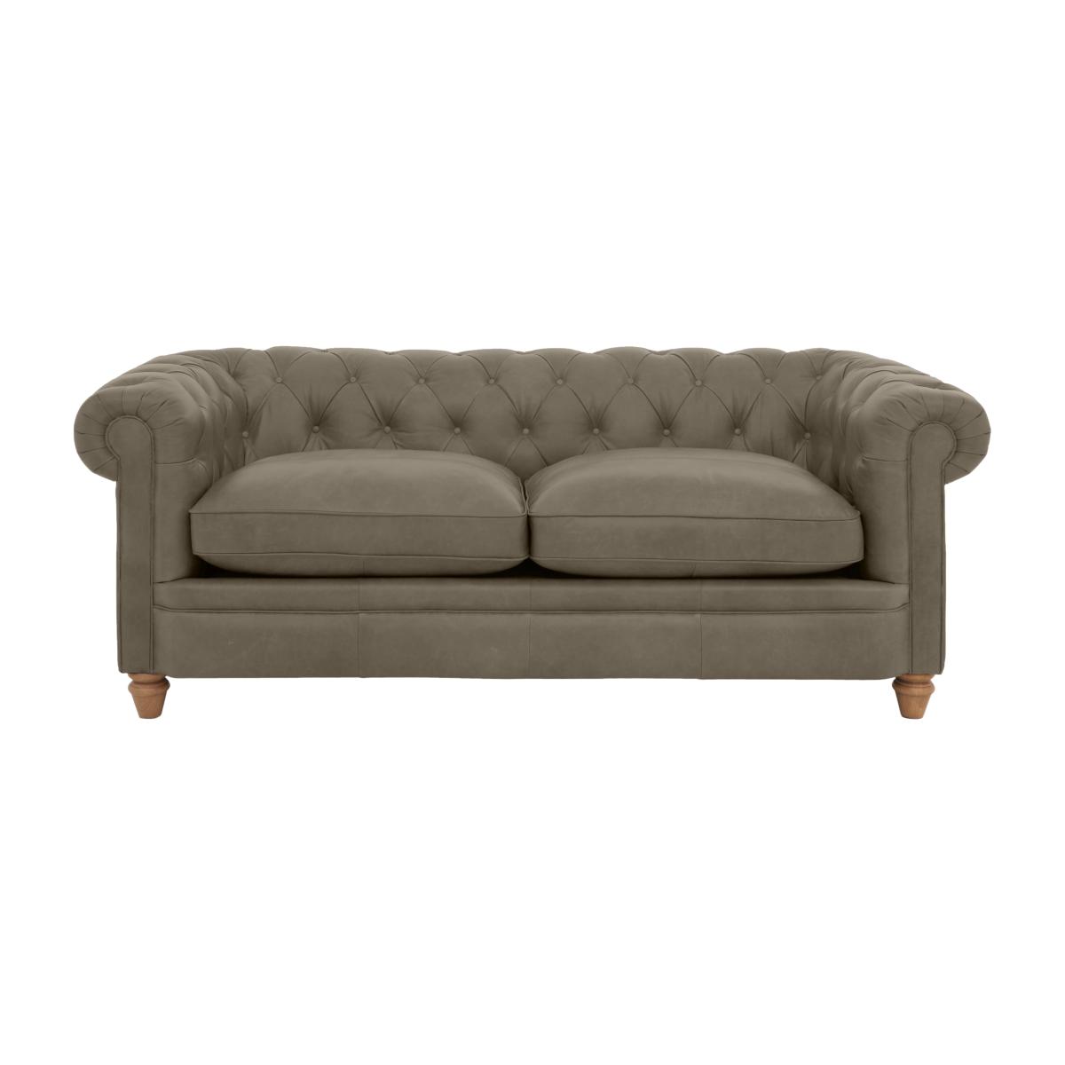 Alexander and James - Chesterfield Collection Ralph 3 Seater Leather Sofa - Bluster - Oak Feet