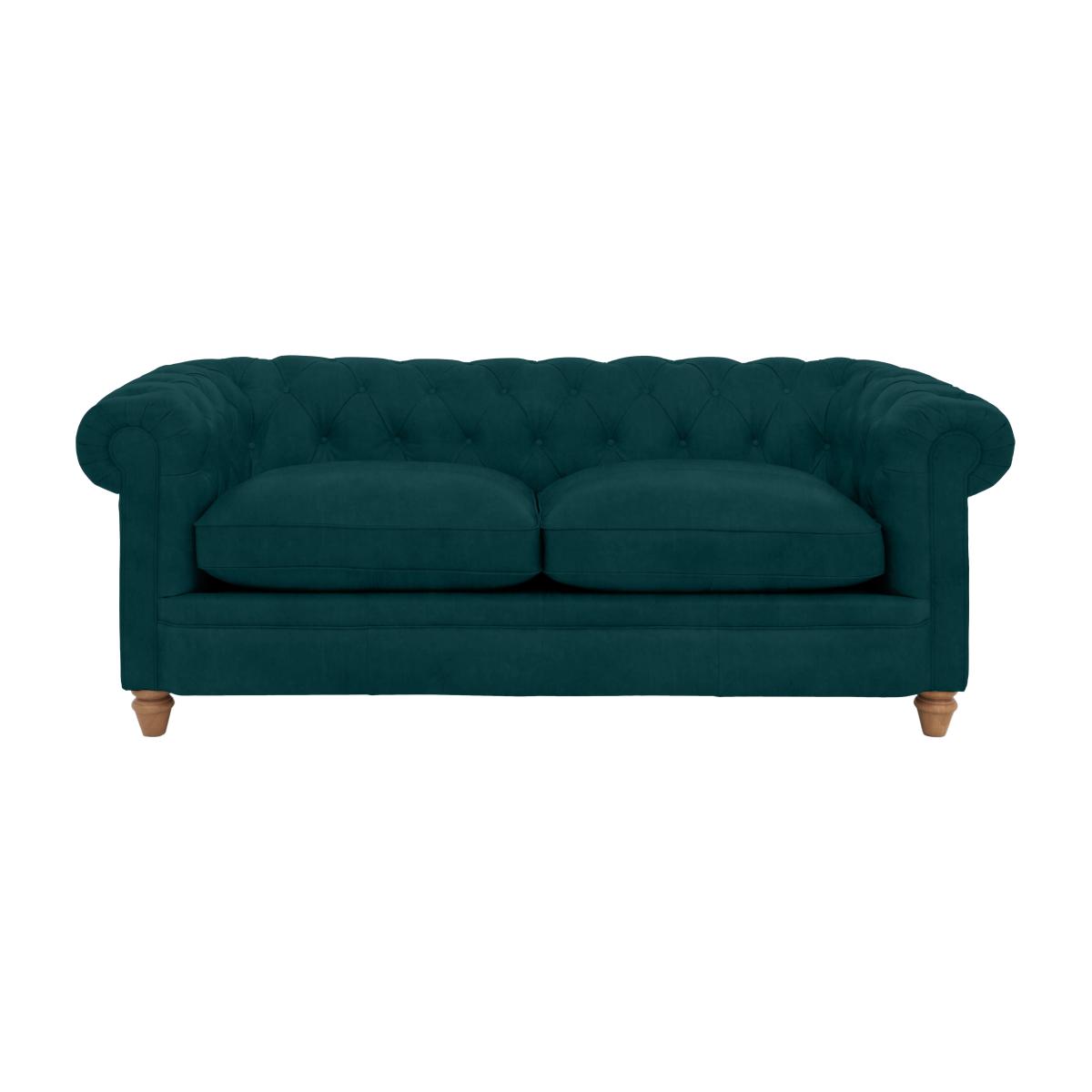 Alexander and James - Chesterfield Collection Ralph 3 Seater Fabric Sofa - Peacock - Oak Feet