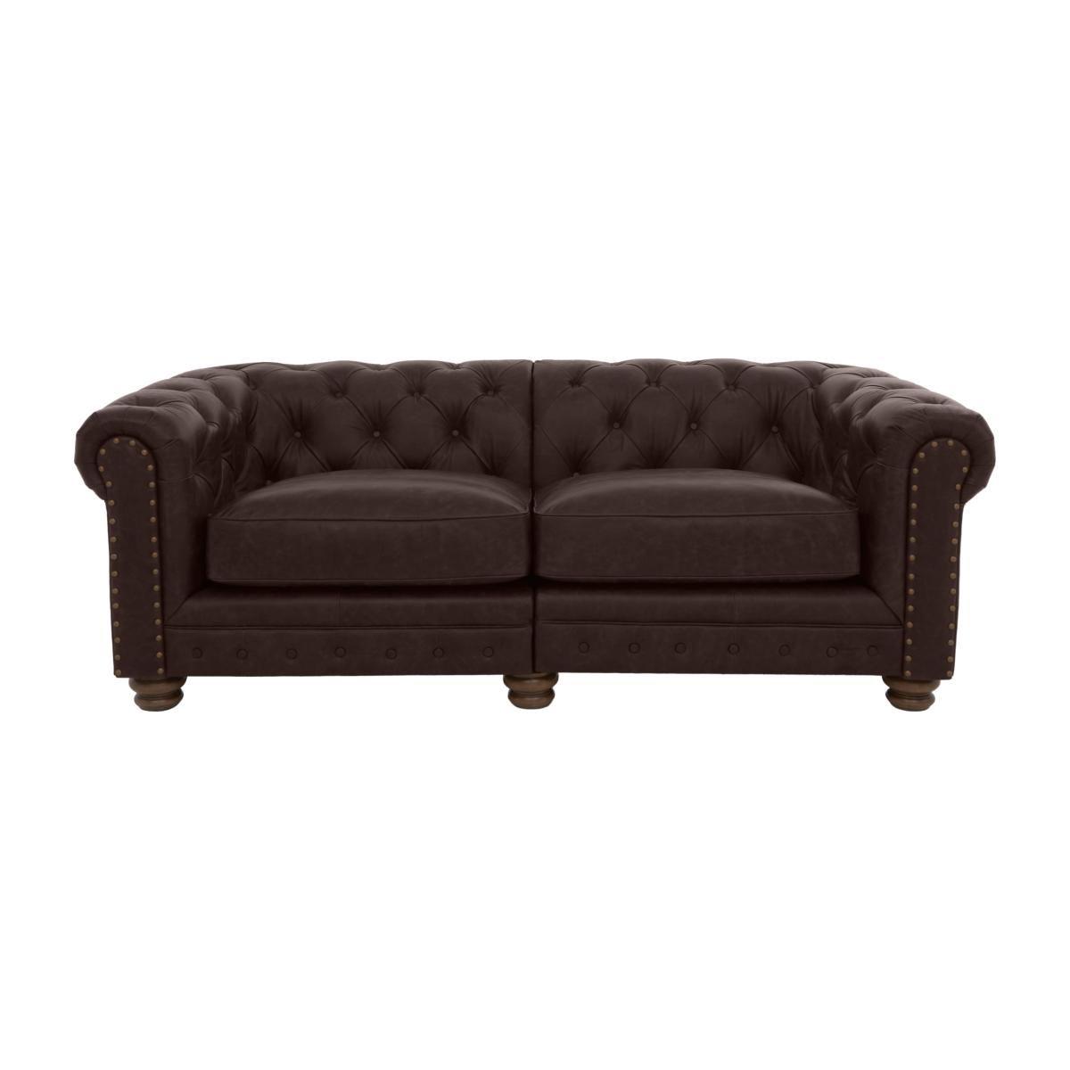 Alexander and James - Chesterfield Collection Hugo 3 Seater Split Frame Leather Sofa - Cake with Studs - Dark Feet
