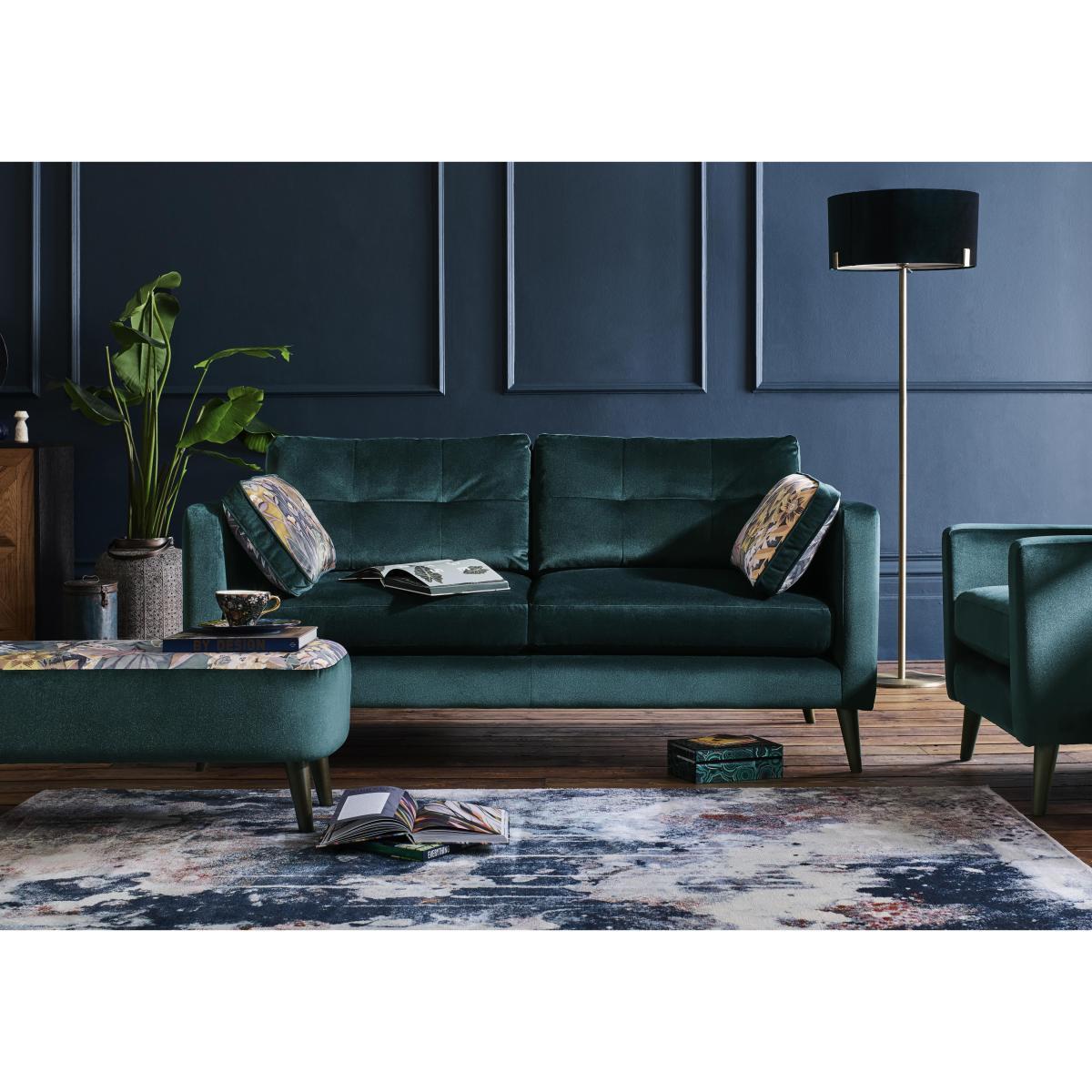 The Botanical Collection Verdosa 3 Seater Fabric Patterned Sofa - Grey – image 2
