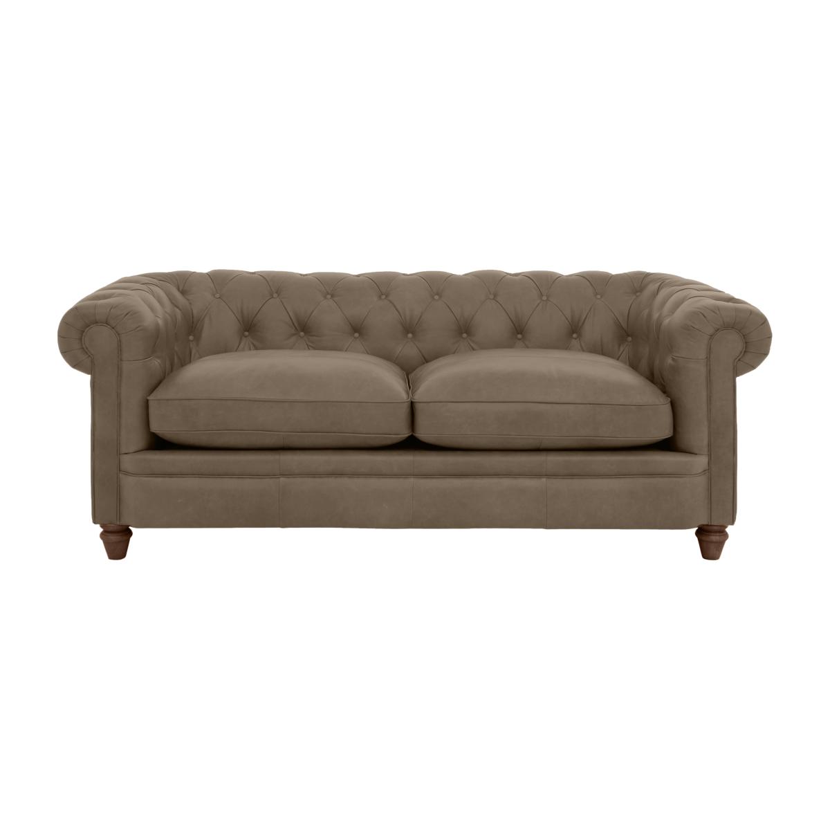 Alexander and James - Chesterfield Collection Ralph 3 Seater Leather Sofa - Case Taupe - Dark Feet