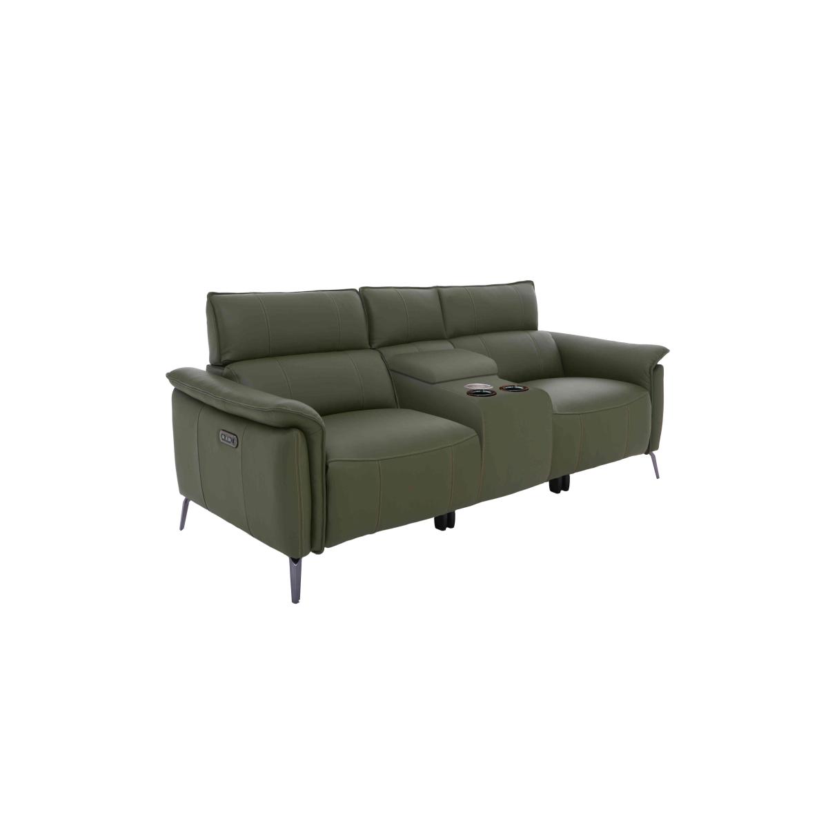 Jude 3 Seater Leather Power Recliner Sofa with Smart Console Unit and Power Telescopic Headrests - Montana Cotton – image 4