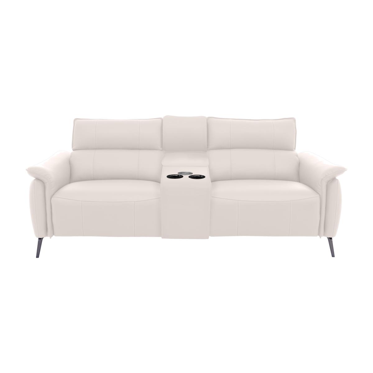 Jude 3 Seater Leather Power Recliner Sofa with Smart Console Unit and Power Telescopic Headrests - Montana Cotton – image 1
