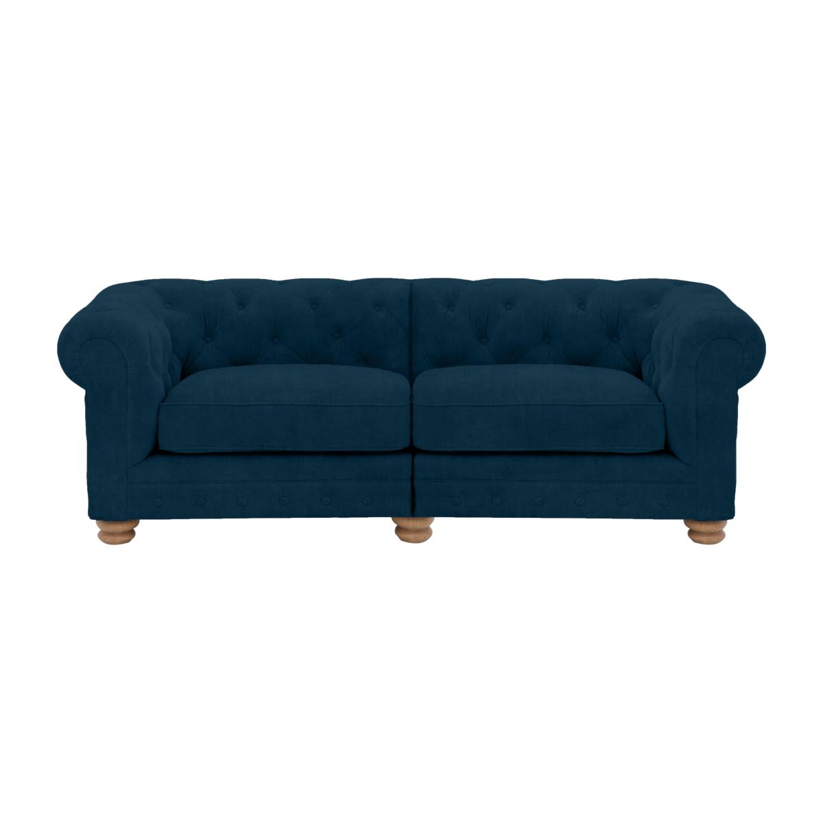 Alexander and James - Chesterfield Collection Hugo 3 Seater Split Frame Fabric Sofa - Teal - Oak Feet