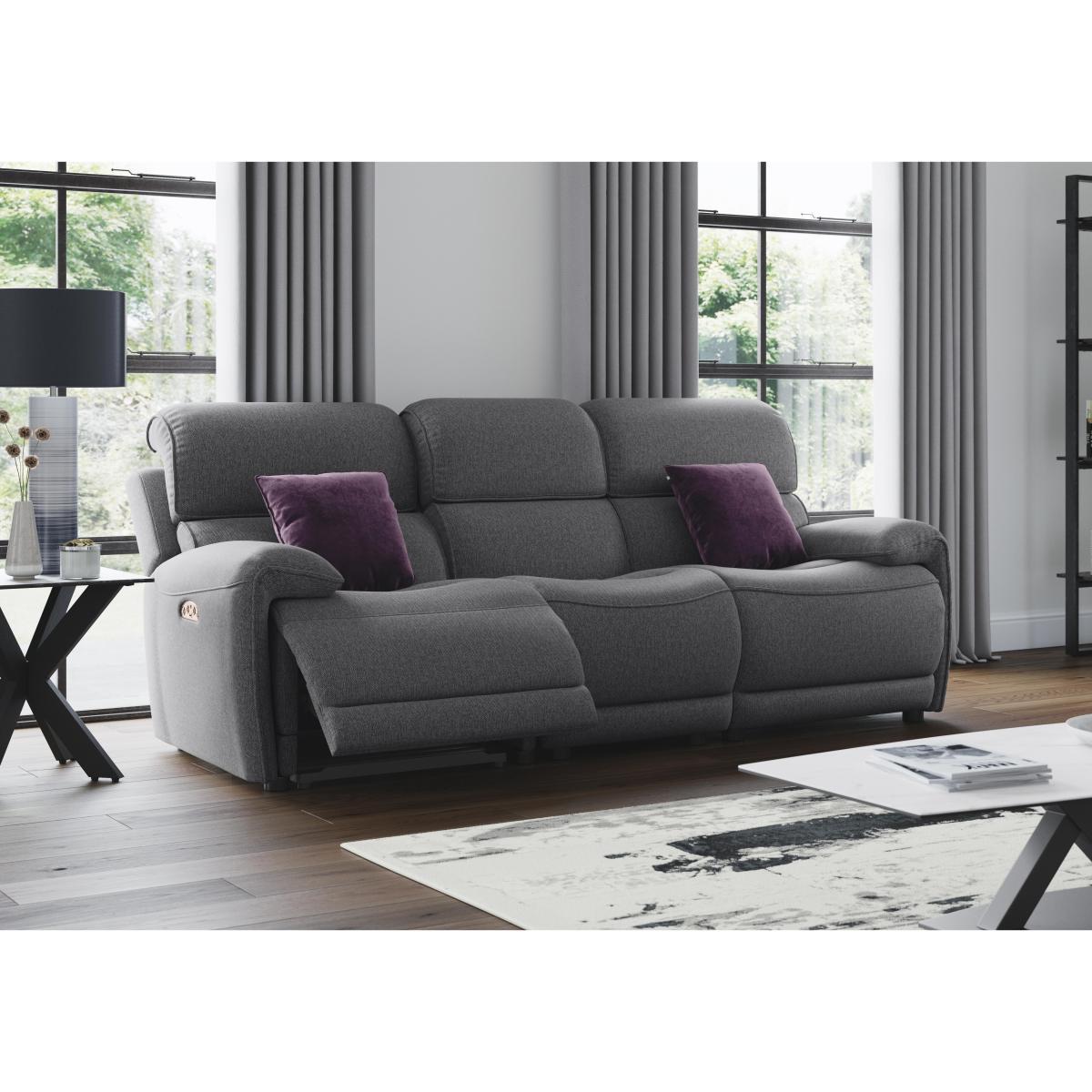 Link 3 Seater Fabric Power Recliner Sofa with Power Headrests – image 2