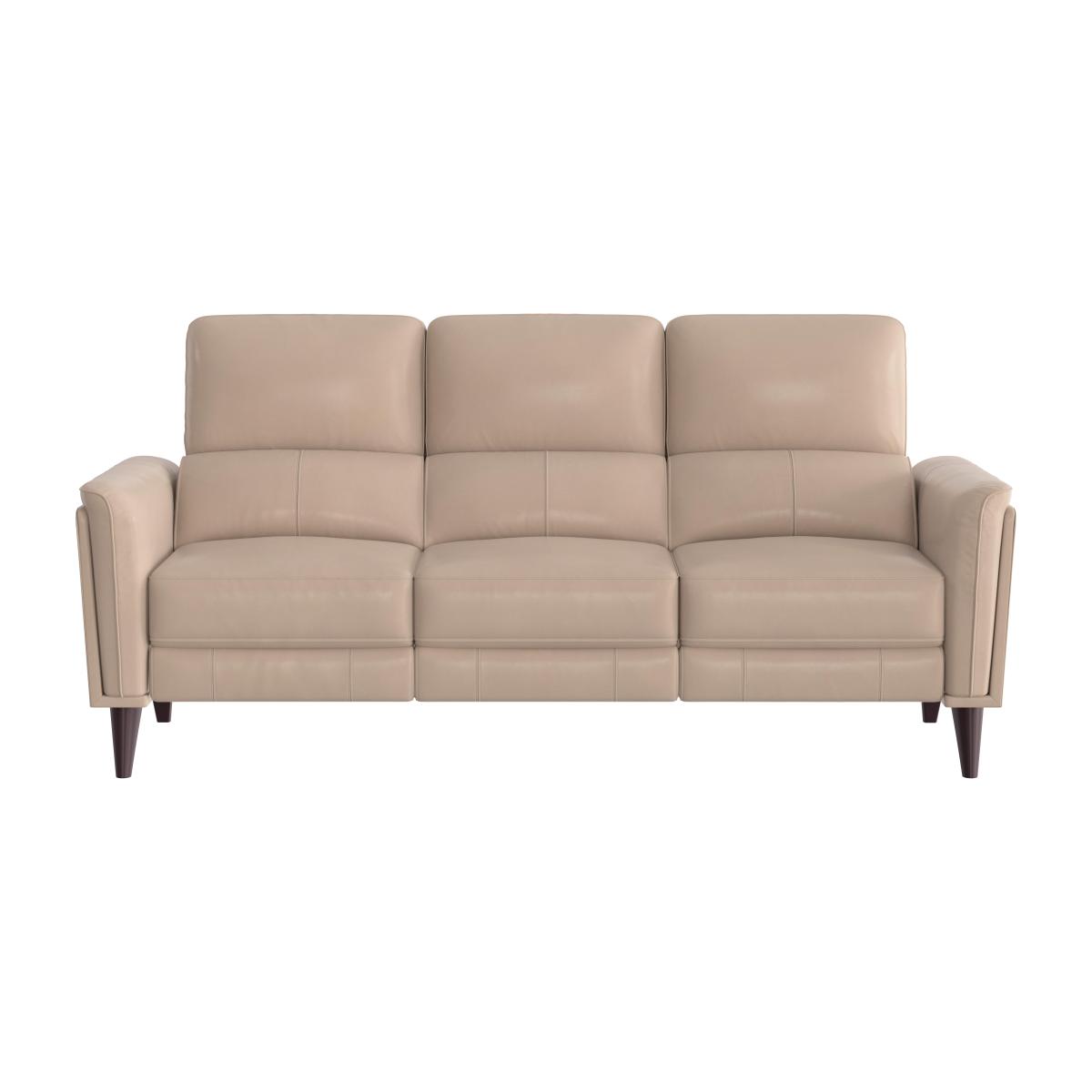 Compact Collection Klein 3 Seater BV Leather Power Recliner Sofa with Telescopic Headrests - BV Pebble