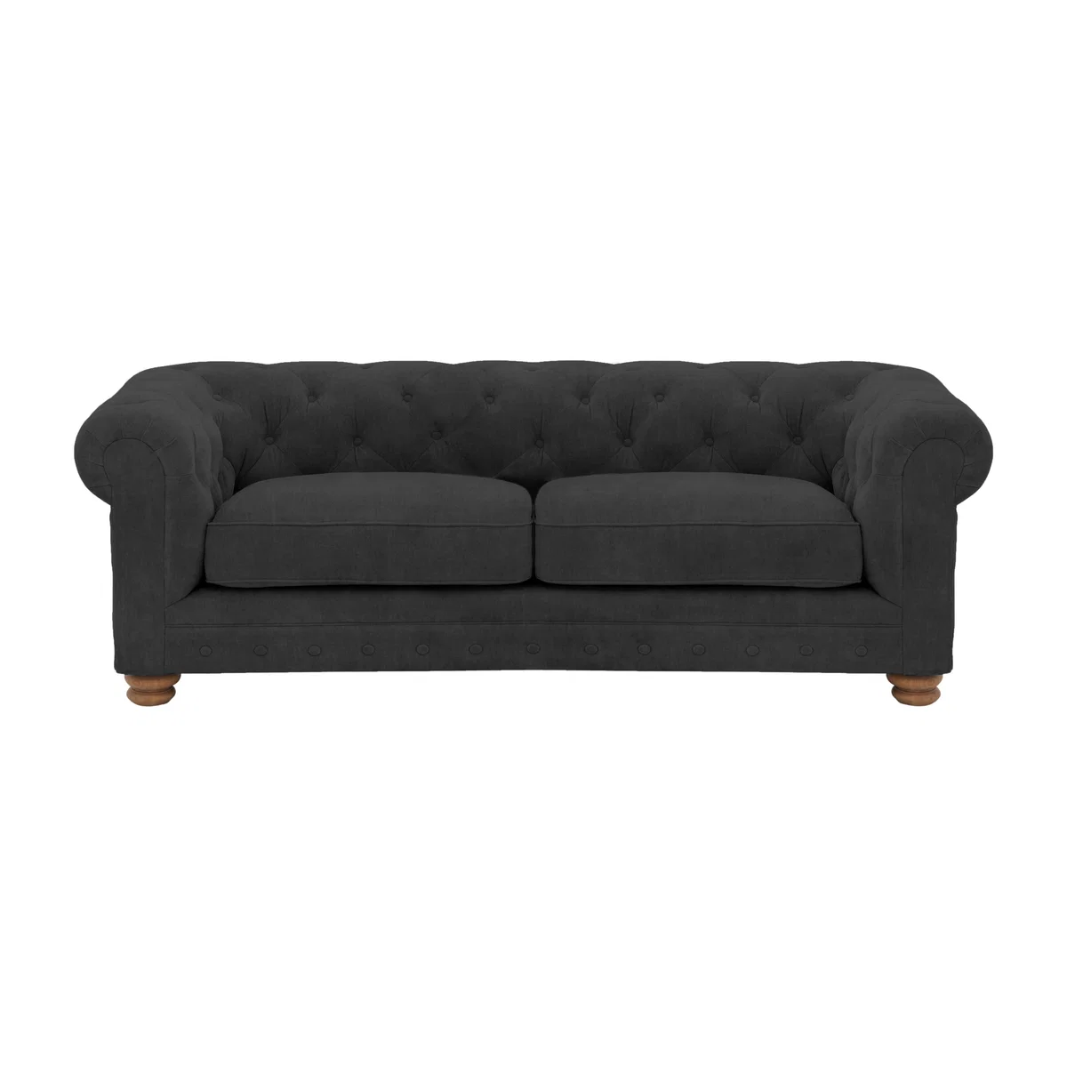 Alexander and James - Chesterfield Collection Hugo 3 Seater Fabric Sofa - Boot - Oak Feet