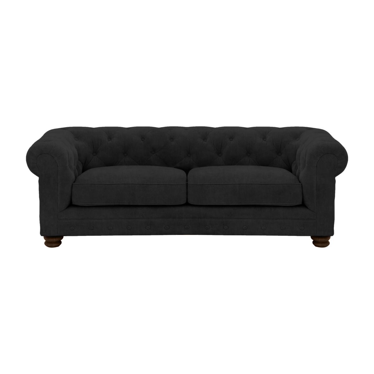 Alexander and James - Chesterfield Collection Hugo 3 Seater Fabric Sofa - Chocolate - Dark Feet