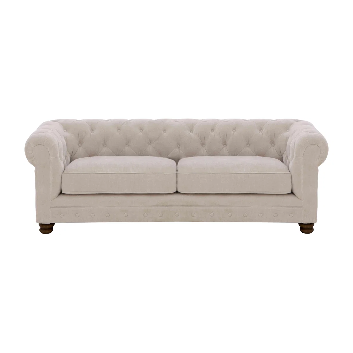 Alexander and James - Chesterfield Collection Hugo 3 Seater Fabric Sofa - Chamonix Linen - Dark Feet