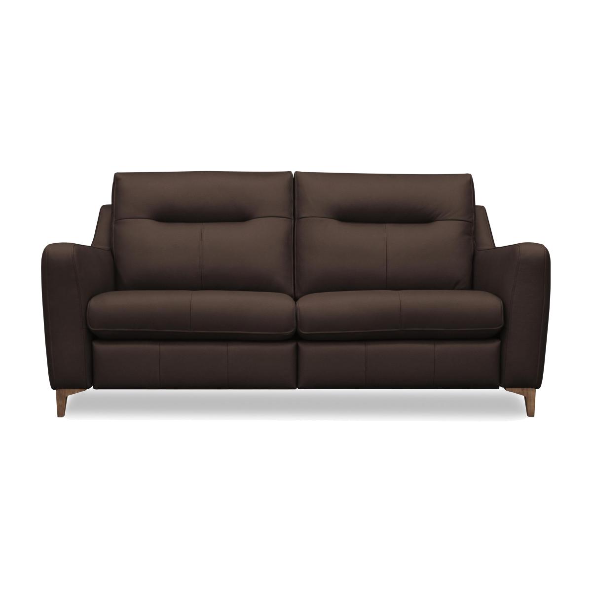 G Plan - Arlo 3 Seater Leather Sofa - No Recliner - Capri Chocolate with Walnut Feet