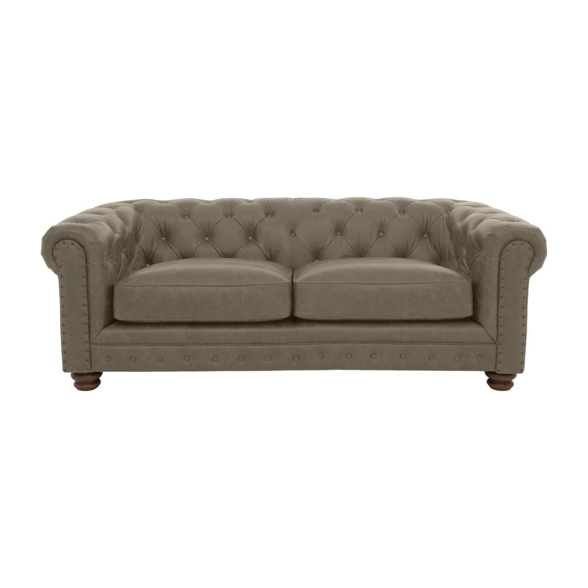 Alexander and James - Chesterfield Collection Hugo 3 Seater Leather Sofa - Bluster with Studs - Dark Feet