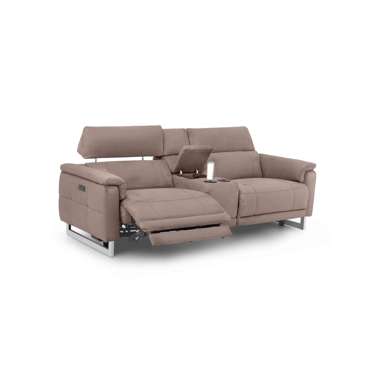 Moet 3 Seater Fabric Power Recliner Sofa with Telescopic Headrests and Smart Console – image 11
