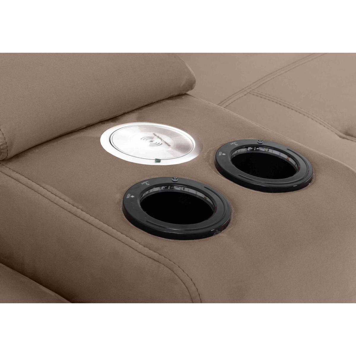 Moet 3 Seater Fabric Power Recliner Sofa with Telescopic Headrests and Smart Console – image 6