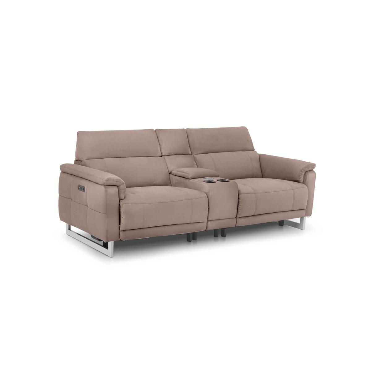 Moet 3 Seater Fabric Power Recliner Sofa with Telescopic Headrests and Smart Console – image 8