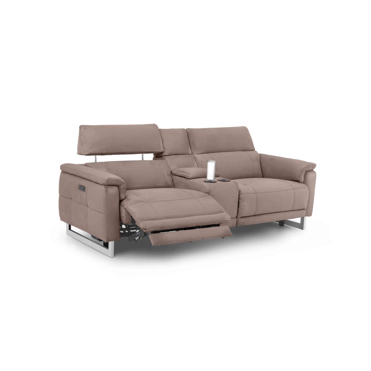 Moet 3 Seater Fabric Power Recliner Sofa with Telescopic Headrests and Smart Console – image 9